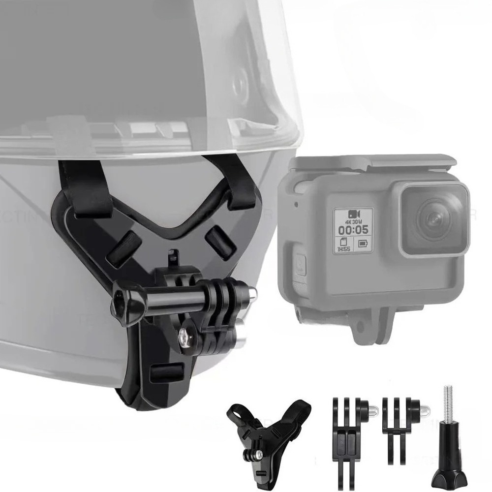Action Camera Motorcycle Helmet Mount - Motorcycle Helmet Chin Strap Mount, Universal