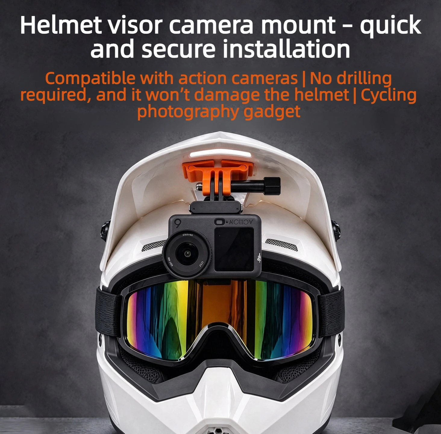Action Camera Motorcycle Helmet Mount - Bell Style Camera Holder for LS2