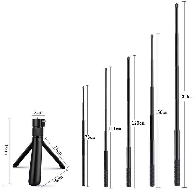 Action Camera Selfie Stick Invisible - Invisible Extended Selfie Stick Scalable Monopod