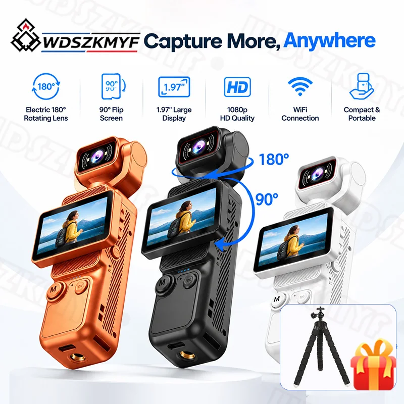 Action Camera Optical Image Stabilization - Mini Portable Camera WiFi 180° Auto