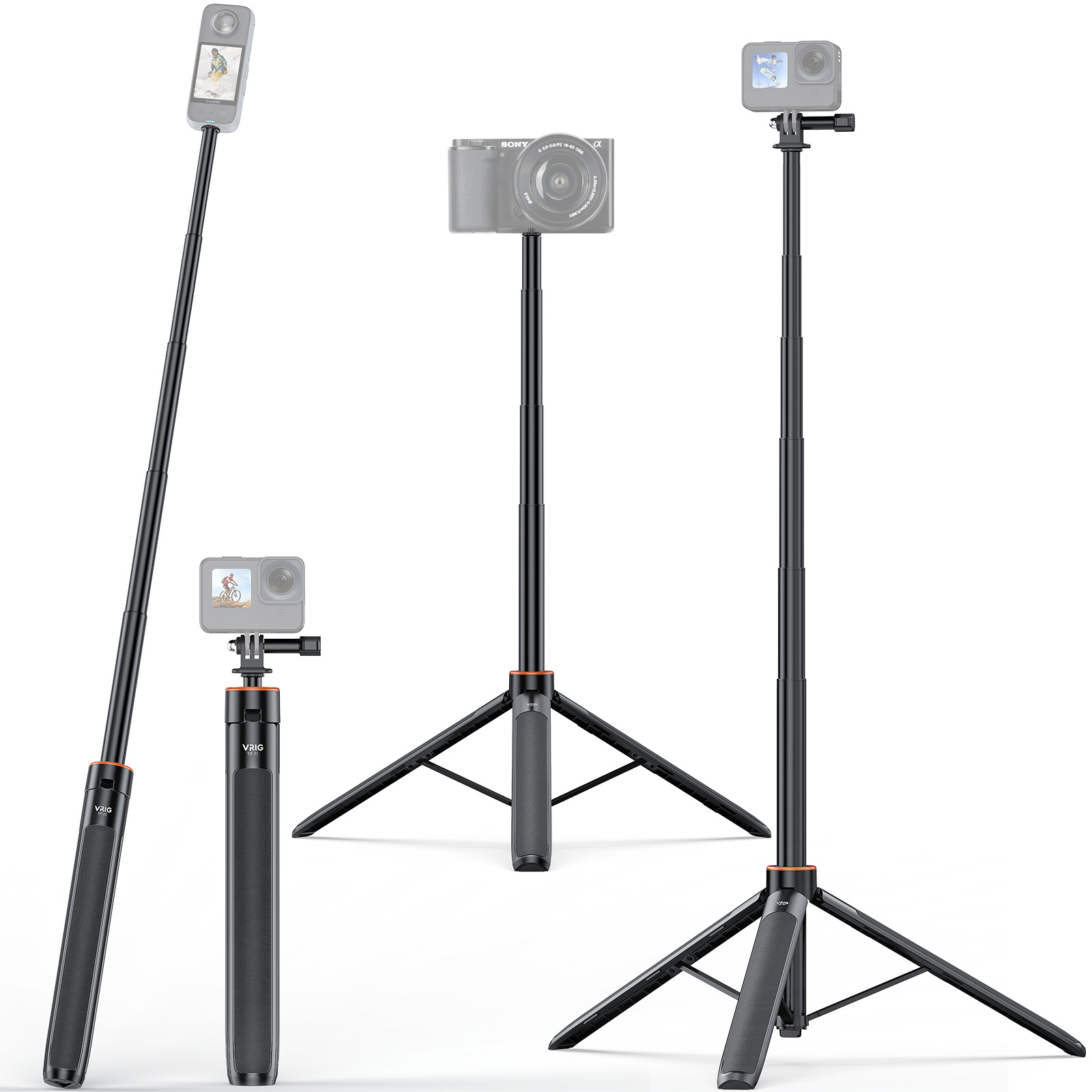 Action Camera Selfie Stick Invisible - VRIG TP21 Invisible Selfie Stick Tripod