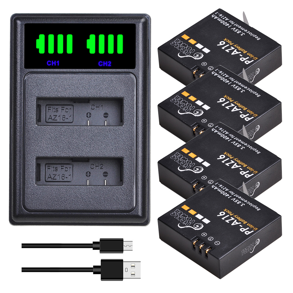 1400mAh AZ16-1 Battery / Dual  - Action Camera Battery Charger Dual Pack ulasan dan harga