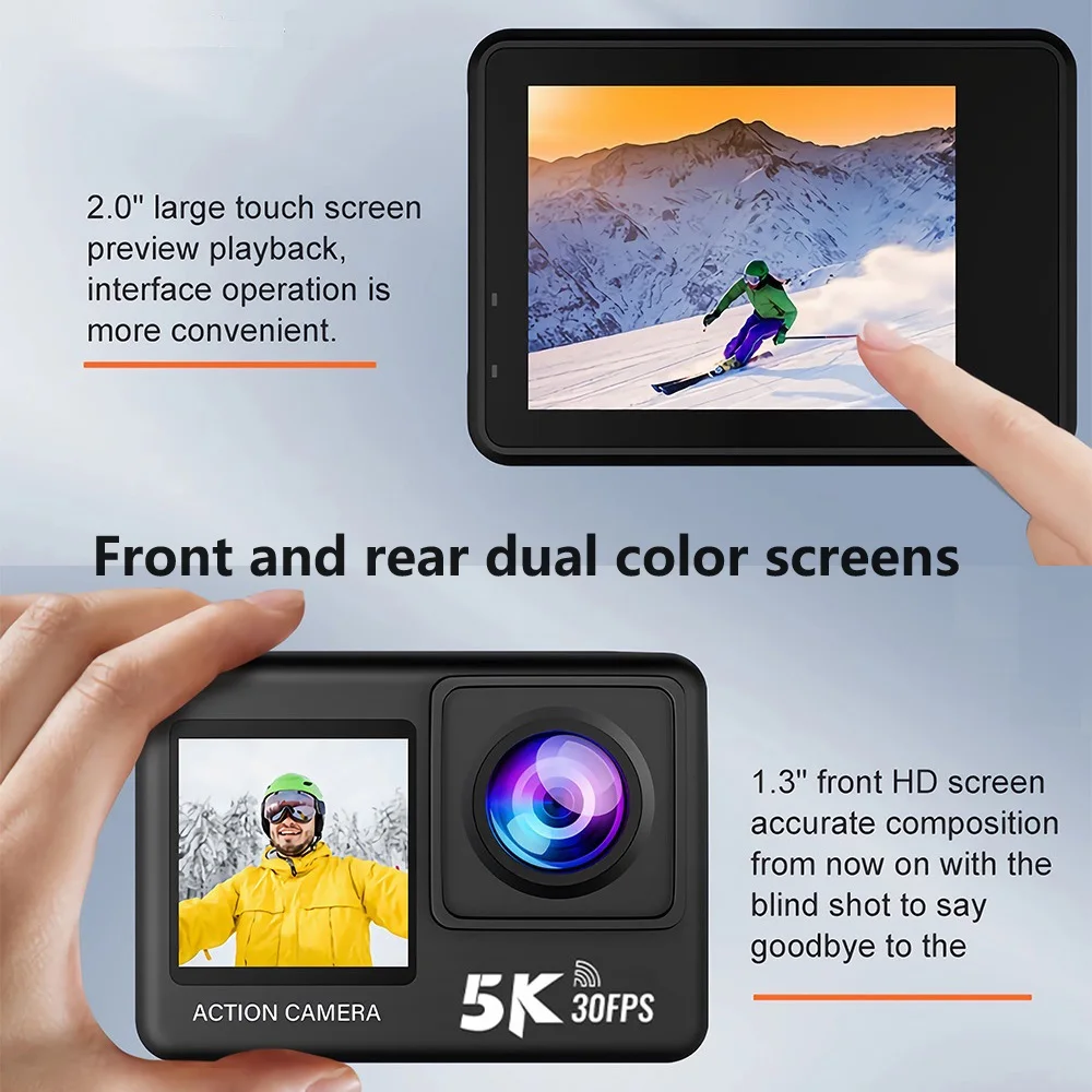 5K 4K60fps Action Camera Dual  - Action Camera 4K 60Fps Dual Screen ulasan dan harga