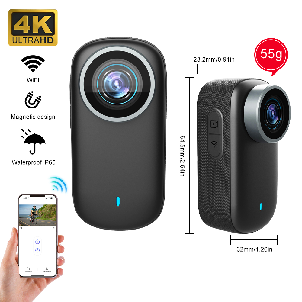 WiFi 4K Mini Thumb Camera Body - Action Camera Waterproof 30M Without Case ulasan dan harga