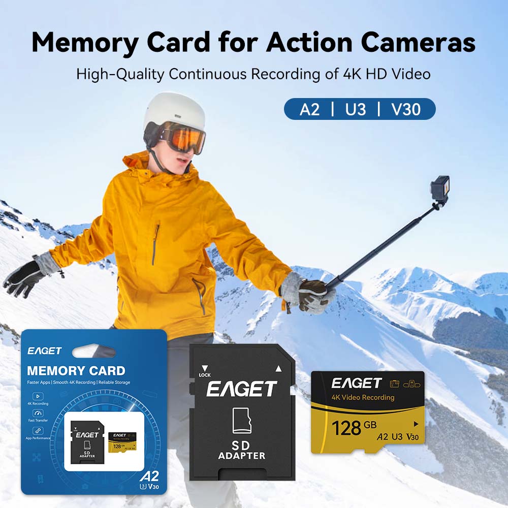EAGET TF Micro SD Card A2 U3 V - Action Camera Micro Sd Card 128Gb V30 ulasan dan harga