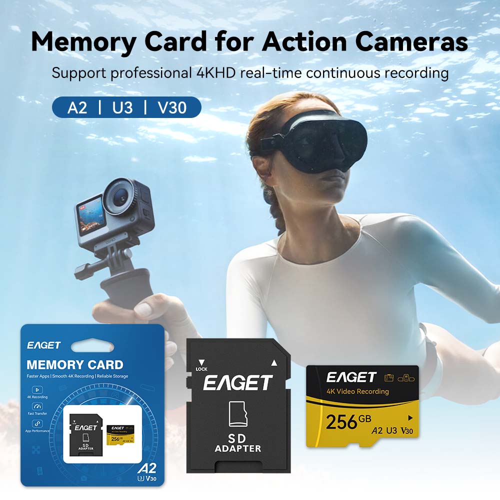 EAGET TF Micro SD Card A2 U3 V - Action Camera Micro Sd Card 128Gb V30 ulasan dan harga