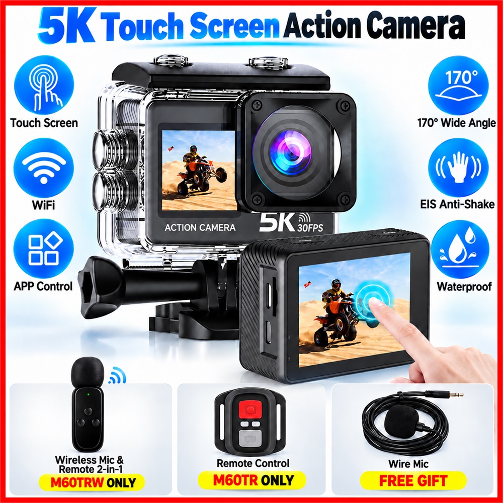 Action Camera 5K 4K60FPS EIS 4 - Action Camera 4K 60Fps Dual Screen ulasan dan harga