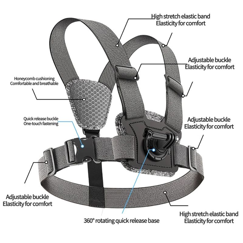 B92B Adjustable Chest Mount Ha - Action Camera Chest Strap Harness Mount ulasan dan harga