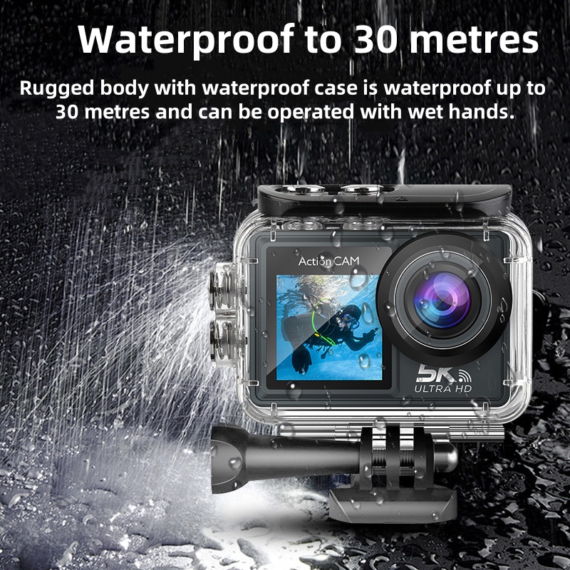 5K Action Camera 5K/30FPS Dual - Action Camera 4K 60Fps Dual Screen ulasan dan harga