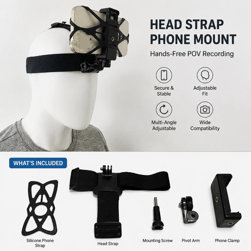 【1/4/5Pcs Mobile Phone Head Ch - Action Camera Chest Strap Harness Mount ulasan dan harga