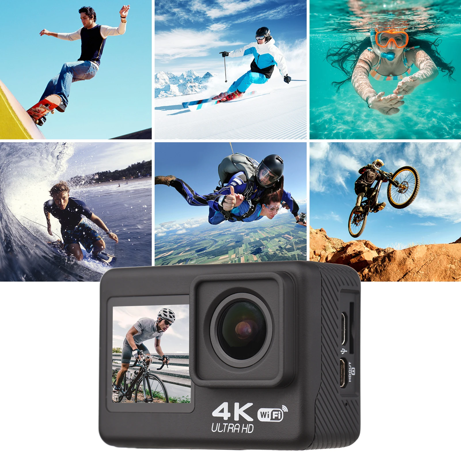 4K 60FPS High Definition Dual  - Action Camera 4K 60Fps Dual Screen ulasan dan harga