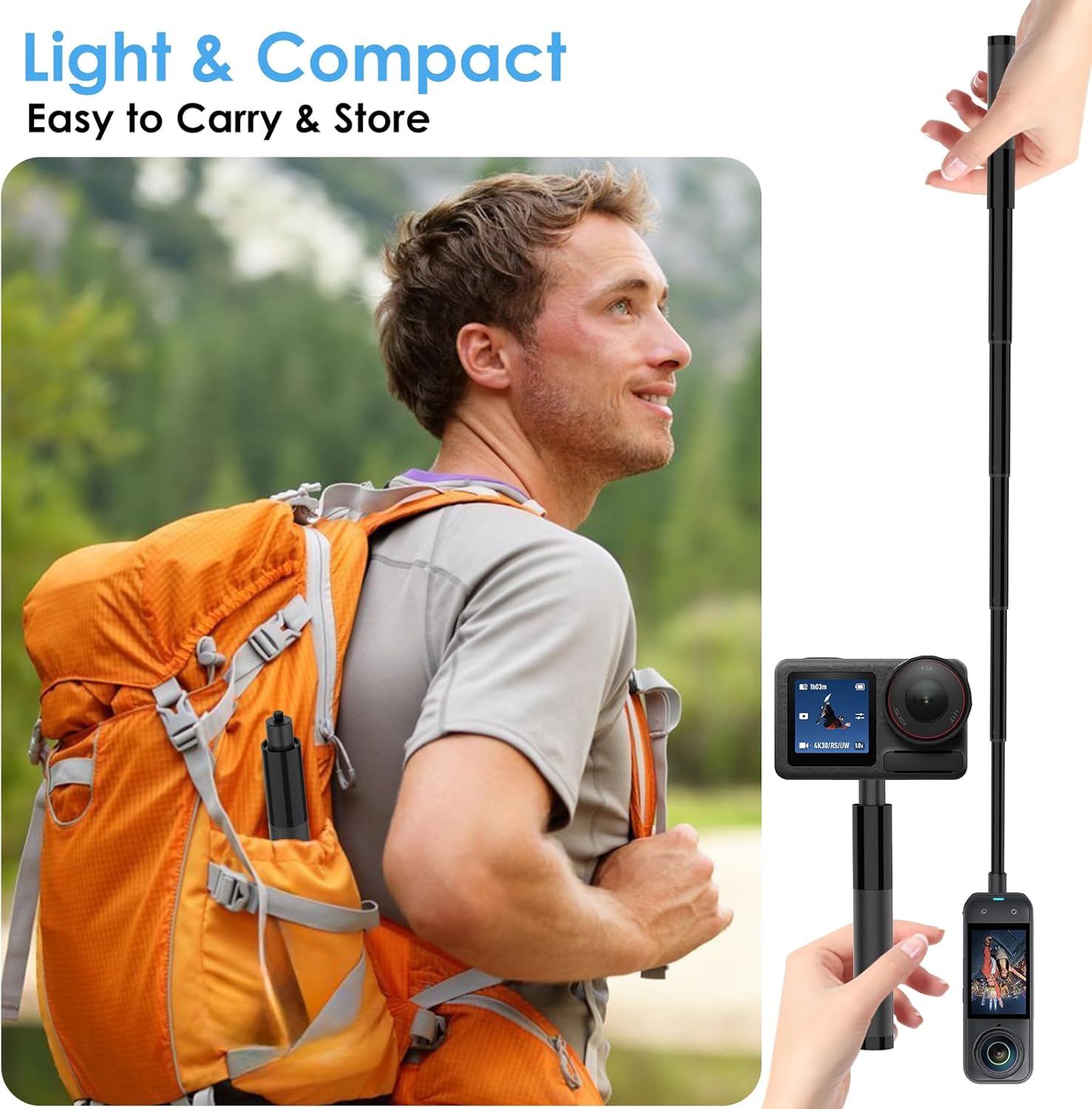 Invisible Selfie Stick 70cm Lo - Action Camera Selfie Stick Invisible ulasan dan harga