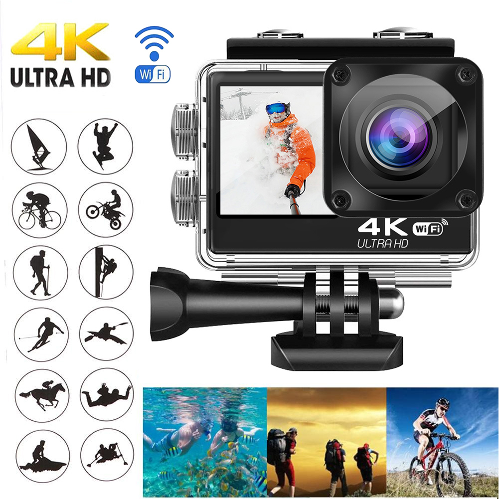4K 60FPS Action Camera with Re - Action Camera 4K 60Fps Dual Screen ulasan dan harga