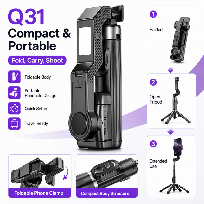 Single-Axis Phone Gimbal Stabi - Action Camera Selfie Stick Invisible ulasan dan harga