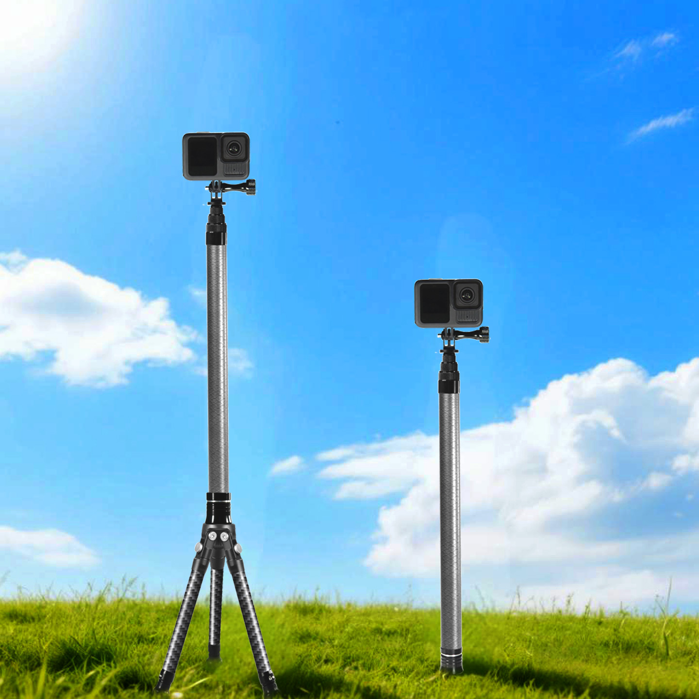 1.5m 3m Carbon Fiber Invisible - Action Camera Selfie Stick Invisible ulasan dan harga