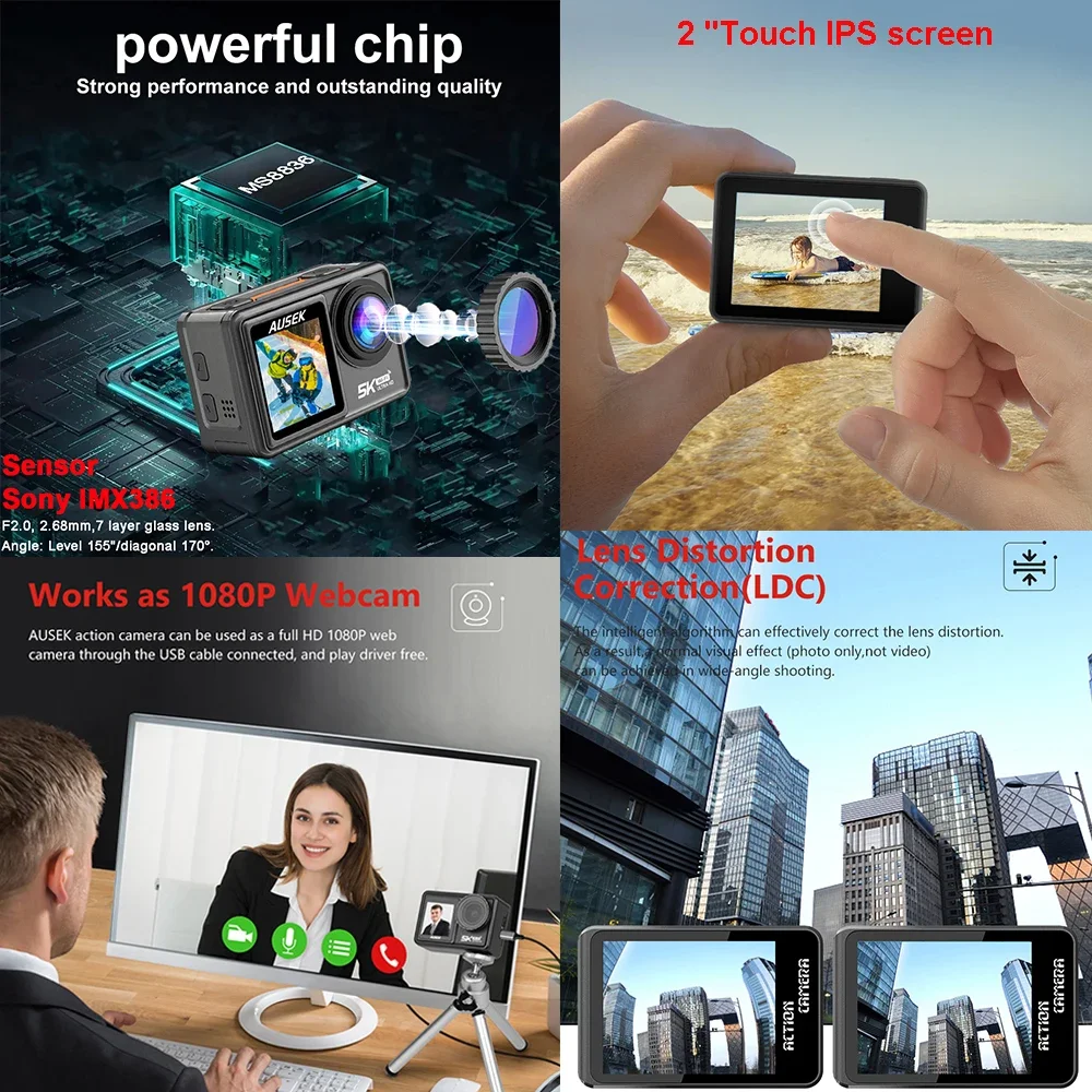 Action Camera Removable Filter - Action Camera 4K 60Fps Dual Screen ulasan dan harga
