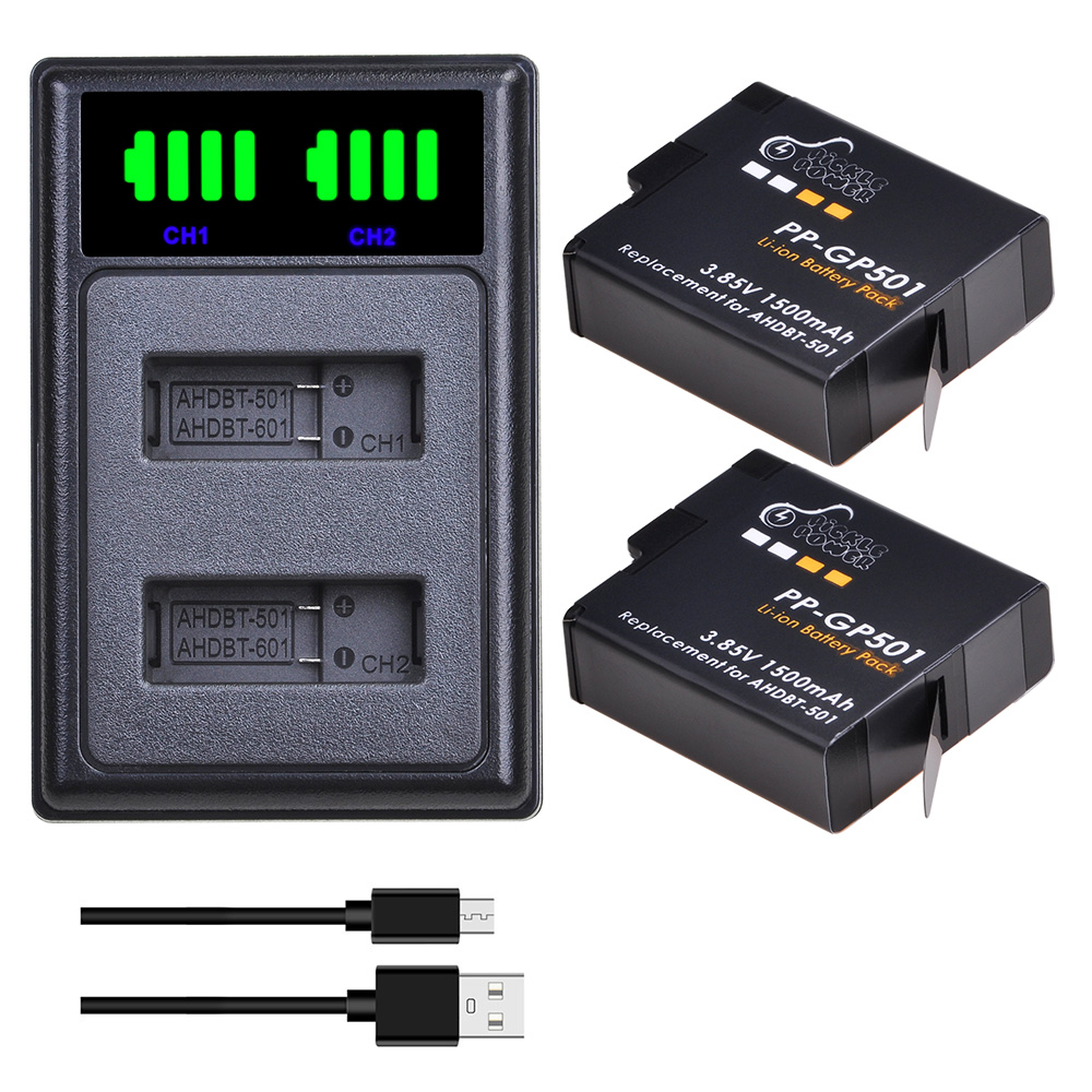 1500mAh AHDBT-501 Replacement  - Action Camera Battery Charger Dual Pack ulasan dan harga