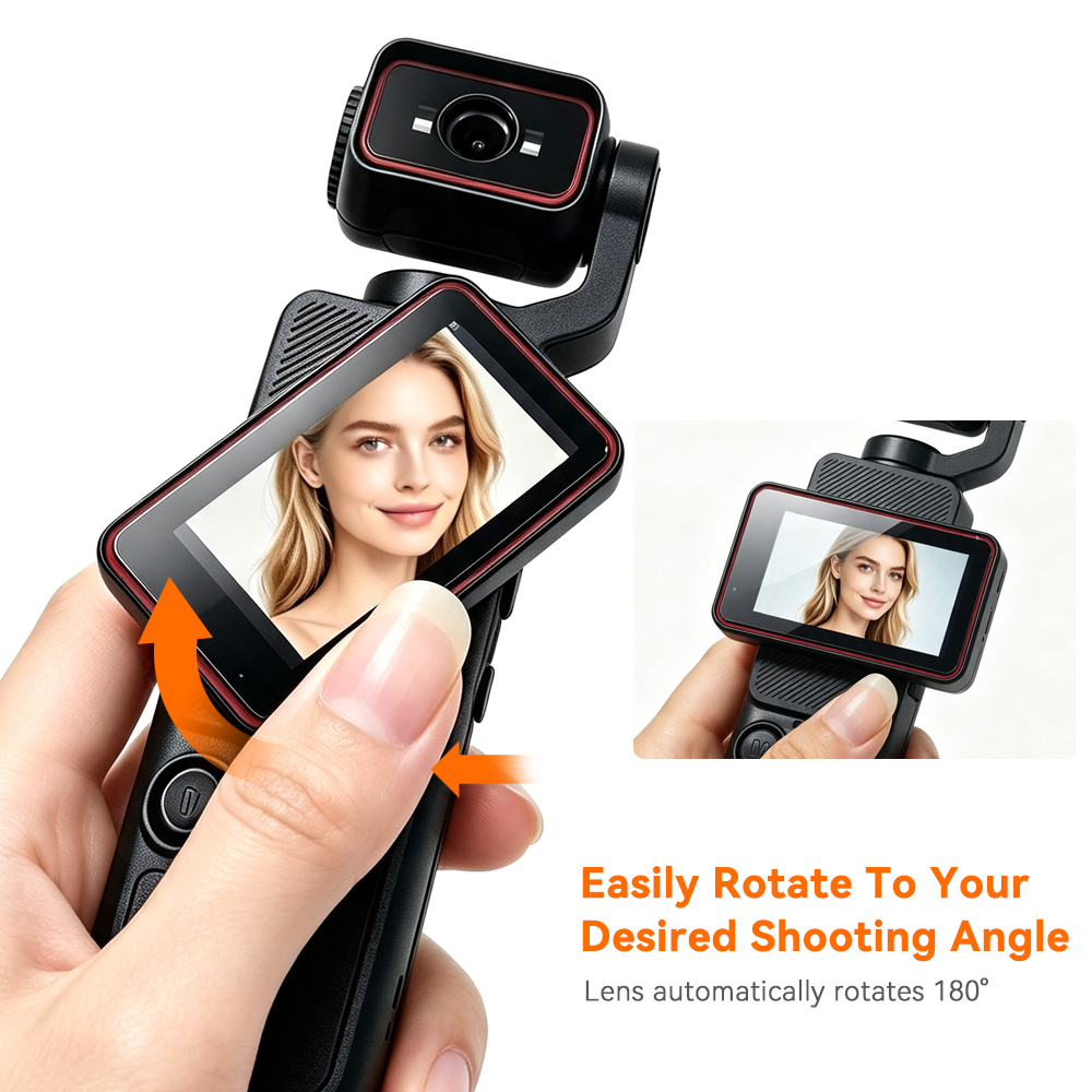 Handheld Mini Camera 180° Auto - Action Camera Optical Image Stabilization ulasan dan harga