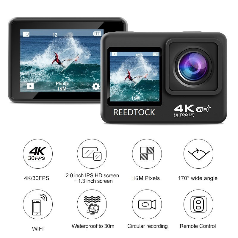 Action Camera 4K/30FPS with Du - Action Camera 4K 60Fps Dual Screen ulasan dan harga