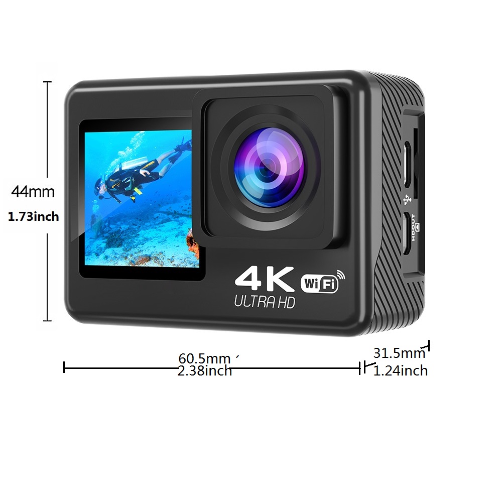 Action Camera 4K/30FPS with Du - Action Camera 4K 60Fps Dual Screen ulasan dan harga