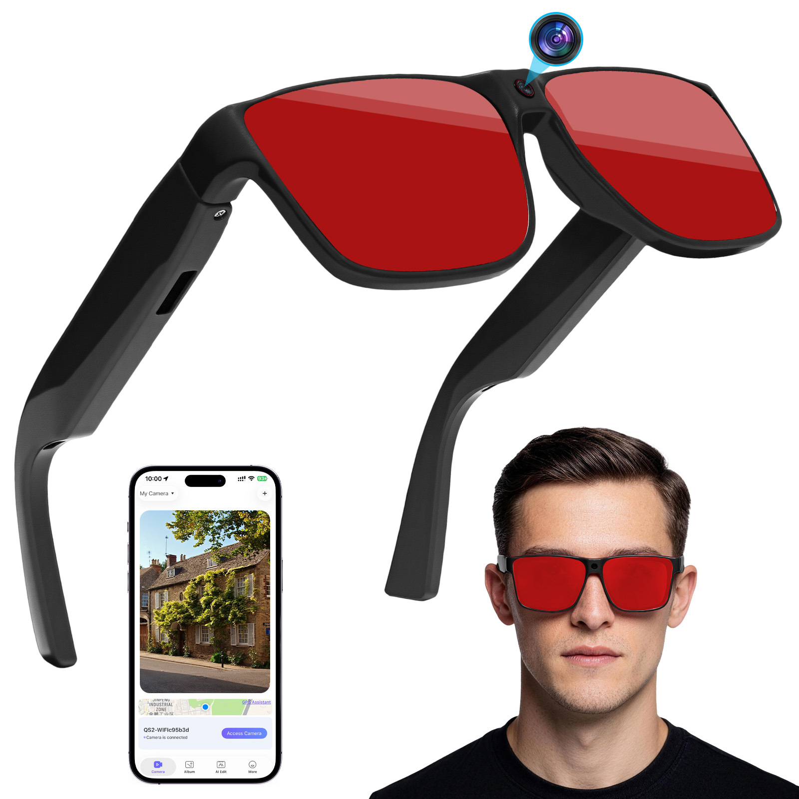 SQ5 Intelligent AI Sunglasses  - Action Camera Optical Image Stabilization ulasan dan harga