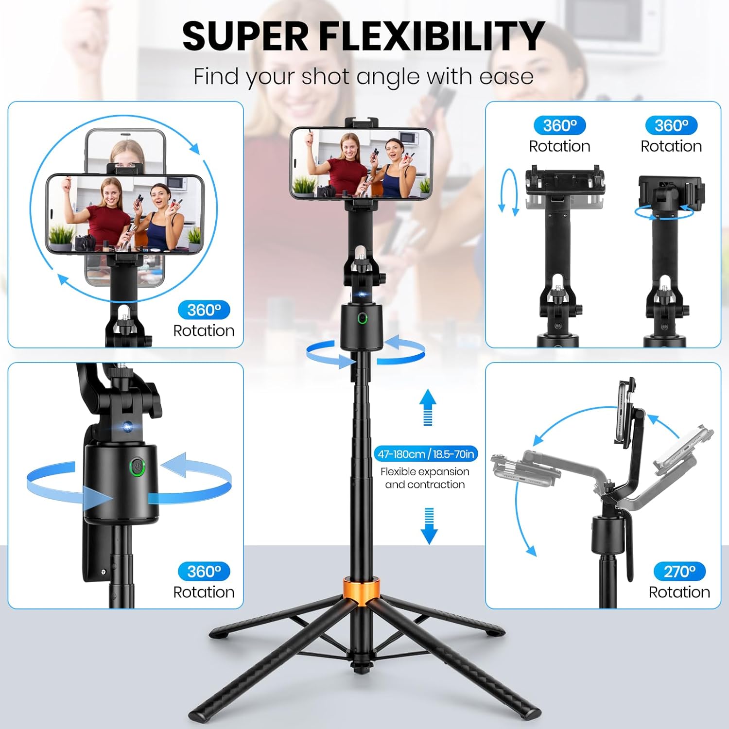 180cm/71in Tall Foldable Tripo - Action Camera Selfie Stick Invisible ulasan dan harga